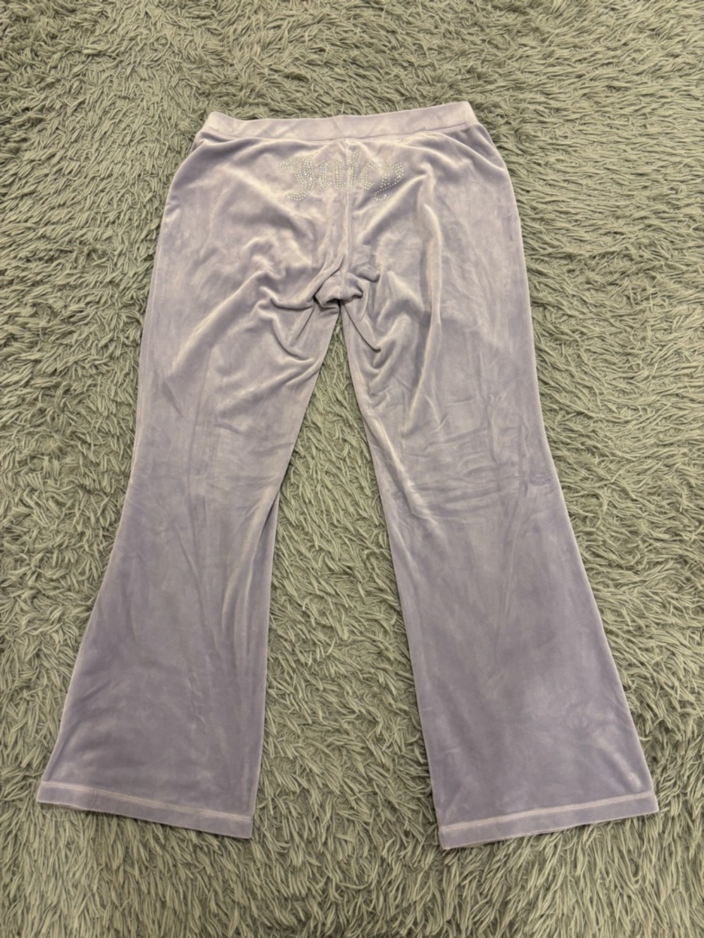 Vintage Juicy Couture Track Pants Womens Large Purple Velour Wide Leg Y2K Bling